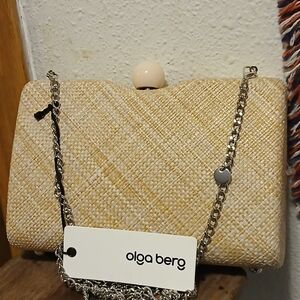 Olga Berg Woven Straw Evening Clutch Chain Handle Bag – NWT